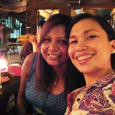 With Doreen at Moni's birthday dinner, Jungle Java, Los Banos, Philippines, 3 April 2008