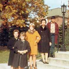 At St. Joseph's Church, Erie, MI ~ Vicki, Mom, Terri and friends from the Philipines. c.1968