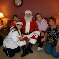 2013 ~ Jenni, Terri, Santa, Mom, Vicki at our Santa party.❤️