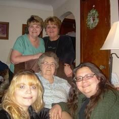 Christmas Eve:  Mom and her girls; Lauri, Jenni, Terri, Vicki.