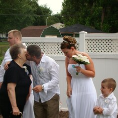 Mom with grandson Steven (Terri) & Melissa at their wedding, July 2009.