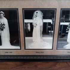 Grandma Alma, Mom and Me each on our wedding day, wearing the same wedding gown.