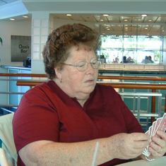 Nancy playing pinochle on the cruise ship! Nancy loved playing pinochle with family!