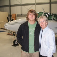 Nancy with Jody in the hangar in Las Vegas in 2006.