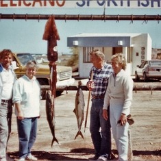 Chuck, Rose, Gerry and Nancy with killer squid catch