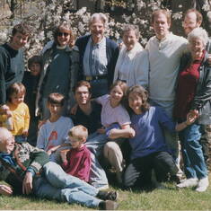 A Subset of the Extended family. BACK ROW: Judy, Andy, Rebecca, Ed, Mika, Tom Brashler, Mark, Naomi. MIDDLE: Caleb, Sam, Tom Bish, Hannah, Deb.  FRONT: Gordon, Daniel.