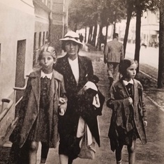 Walking home from school in Riga, Latvia. Naomi is on the left.