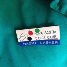 And she wore her name tag from Nova Scotia Dance Camp