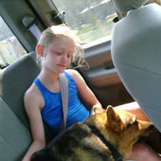 Hannah & Dixie tired after a day at the beach 2005