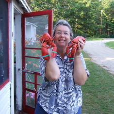 Elayne with Lobsters Maine 2007