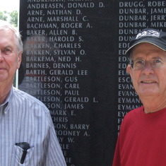 Marsh & Nap at Veterans Memorial (names above their heads) Forest City, IA 2008