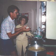 Nap & his Mom making Krub 1987