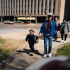1991 Joe & Grandpa on the way to the STL St Pats parade