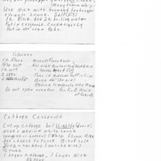 1983 more recipes sent by Nana to Nap (Rice Dish, Popovers, Cabbage Casserole)