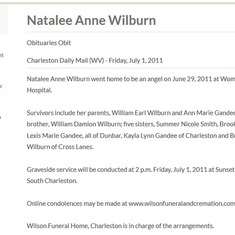 OBIT FOR NATALEE