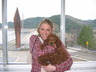 Natalie with baby Roux at the Orofino Dam, 2009.