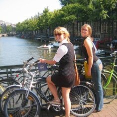 These were not our bikes, but we though it fitting to pose with bikes on one of Amsterdam's canals.