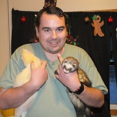 Nate and 2 ferrets