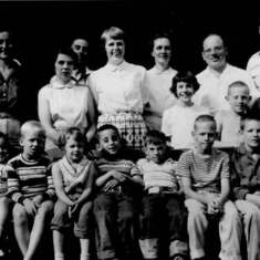 Ned and Albe with their dear Antioch College friends, the Baums, Mullers and Plauts. Circa 1954