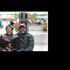 Mum with son Emeka during one of her visits to Canada