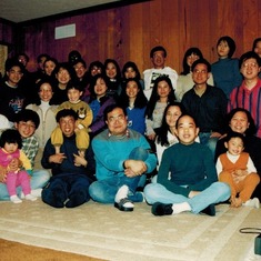 Young Adult Fellowship gathering at Karen and Nelson's home in 1994