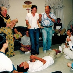 Nelson playing games at Crossroads gathering in 2002 1