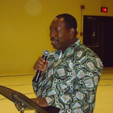 Dr. Pamo giving the eulogy at his father, Newton Igali's memorial service in Atlanta, GA, USA 11/10/2012.