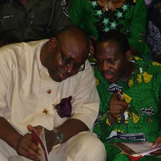 Governor of Nigeria's Bayelsa State, H. S. Dickson (left) with Ambassador Boladei Igali at the Service of Songs for Pa Newton Igali in Yenagoa, Nigeria 11/29/2012.