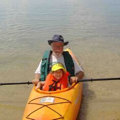 Nick loved his role as "grandpa".  With Danielle in his beloved kayak.