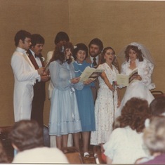 Wedding reception, the first time we all sang together. " I love you Lord, and I lift my voice…." 1982