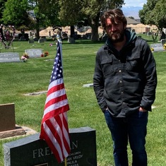Niel at his beloved Grandpa Baby's grave May 2020