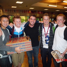 Niel surprised Nick for his 18th birthday with a pizza party at school