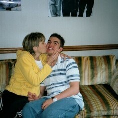 Mom's weekend at WSU...classic cheek kiss from mom!