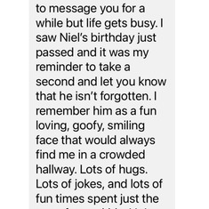 A birthday message to me from Stephanie. So kind of her to reach out. It warmed our hearts to know she was thinking of our sweet son. 