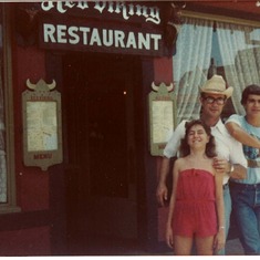 Dad, Keith & Nina Marie in front of restaurant in Solvang, CA