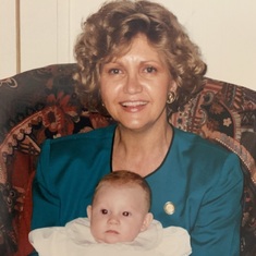 Nola with her first grandchild, Brice
