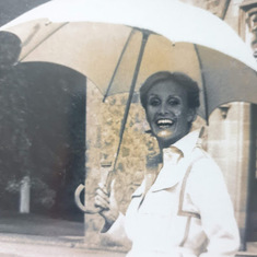 1969 On a model shoot Lauriston Castle with her brolly, Edinburgh