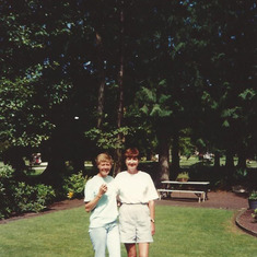 Nora and Cousin Wendy Emery on visit to Burlington, WA 1992