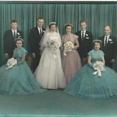 Wedding photo Sept 27 1956 - Robert & Rose Marie, Norbert & Mary Ann, Elaine & Tony, Ann & Irvin.