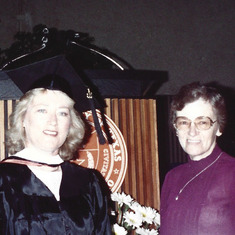 UTSA Masters graduation with dear friend Sr. Marie Leonard (1988)