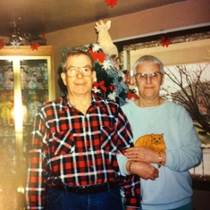 Dad and Mom at Christmas, no sure of the year though