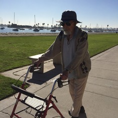 Feb. 2015: Dad on walk. Taken by caregiver Maria.