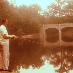 Dad Fishing by Bridge