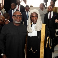 Chris Oghene with Adewale Atake SAN at his swearing in ceremony to the rank of Senior Advocate of Nigeria (SAN) in Abuja.