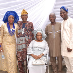Dr. Femi with wife, Dayo Osideko (far left), Dr. Femi's father (2nd left) and mother-in-law (seated) at father-in-law's lying-in-state. July 2014