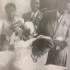 Signing the marriage register 31 January, 1952