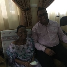 With her youngest son, Adebayo