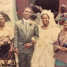 L to R: Mrs Clarinah Dambo, Bayo, Erem and Mama at the couple's wedding (1992)