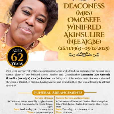 Omosefe Winifred Akinsulire nee AIGBE