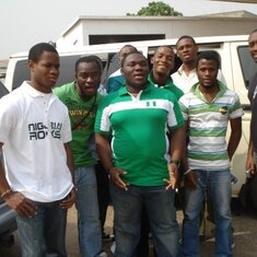 Osa with friends at a Nigerian match